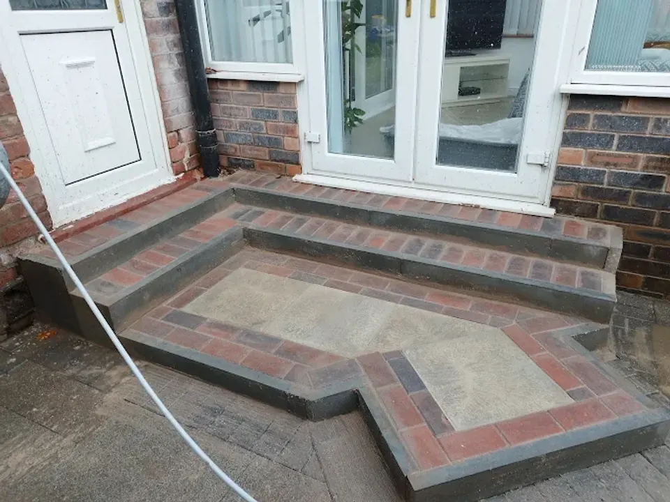 Brick steps with block paving detail