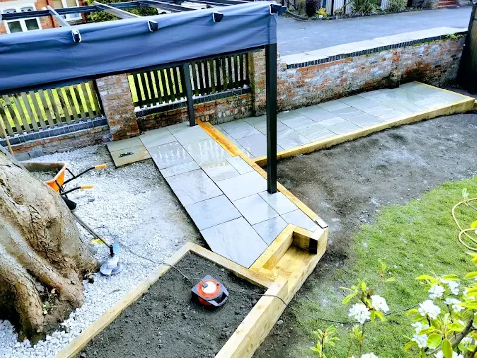 Canal side garden build in progress