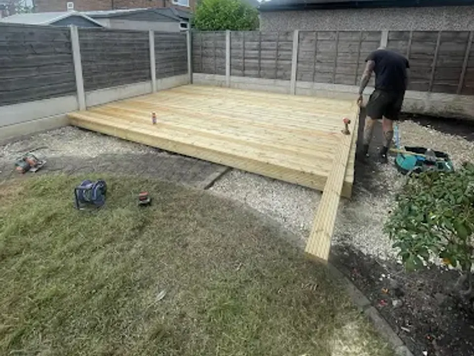 Timber deck subframe under construction