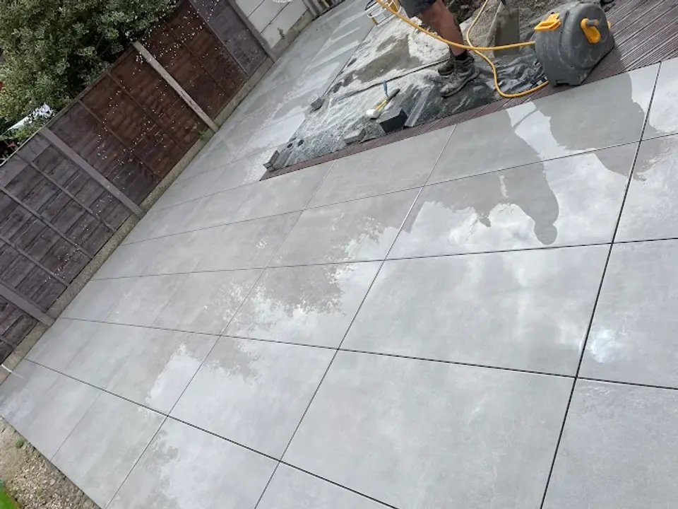 Large format porcelain patio just finished